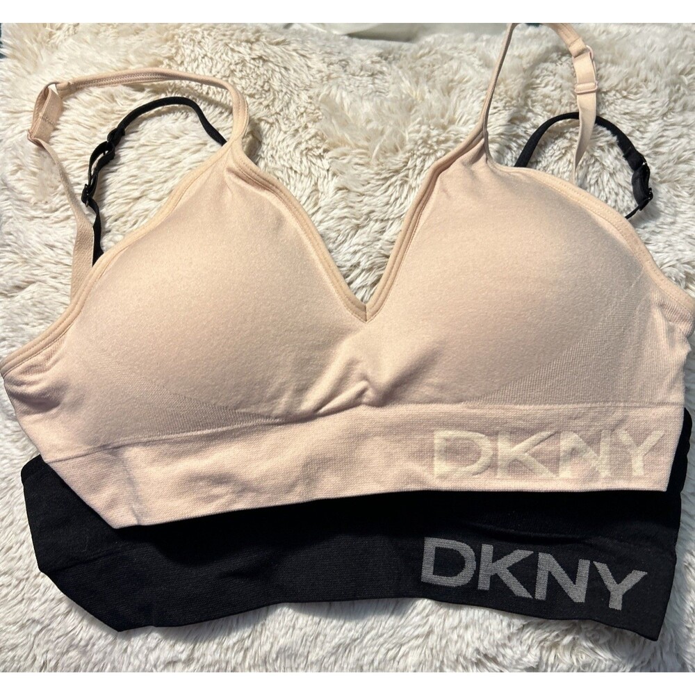 DKNY Women's 2-Pack Seamless Bra, Black / Sand, Size M New Damaged Box - Picture 4 of 9